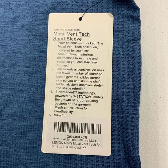 Men’s lululemon Metal Vent Tech Short Sleeve Blue Size XXL - Picture 3 of 3
